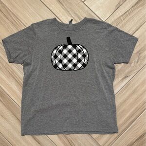 Gray Buffalo-Check Pumpkin Tee for Kids